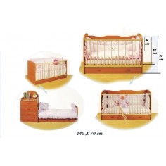 Bretco Design - Patut copii CINDY -Transformabil (cu sertar) - Cires 140x70 cm