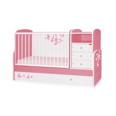 Bertoni - Mobilier lemn MAXI Pink Butterfly + cearceaf de pat cadou